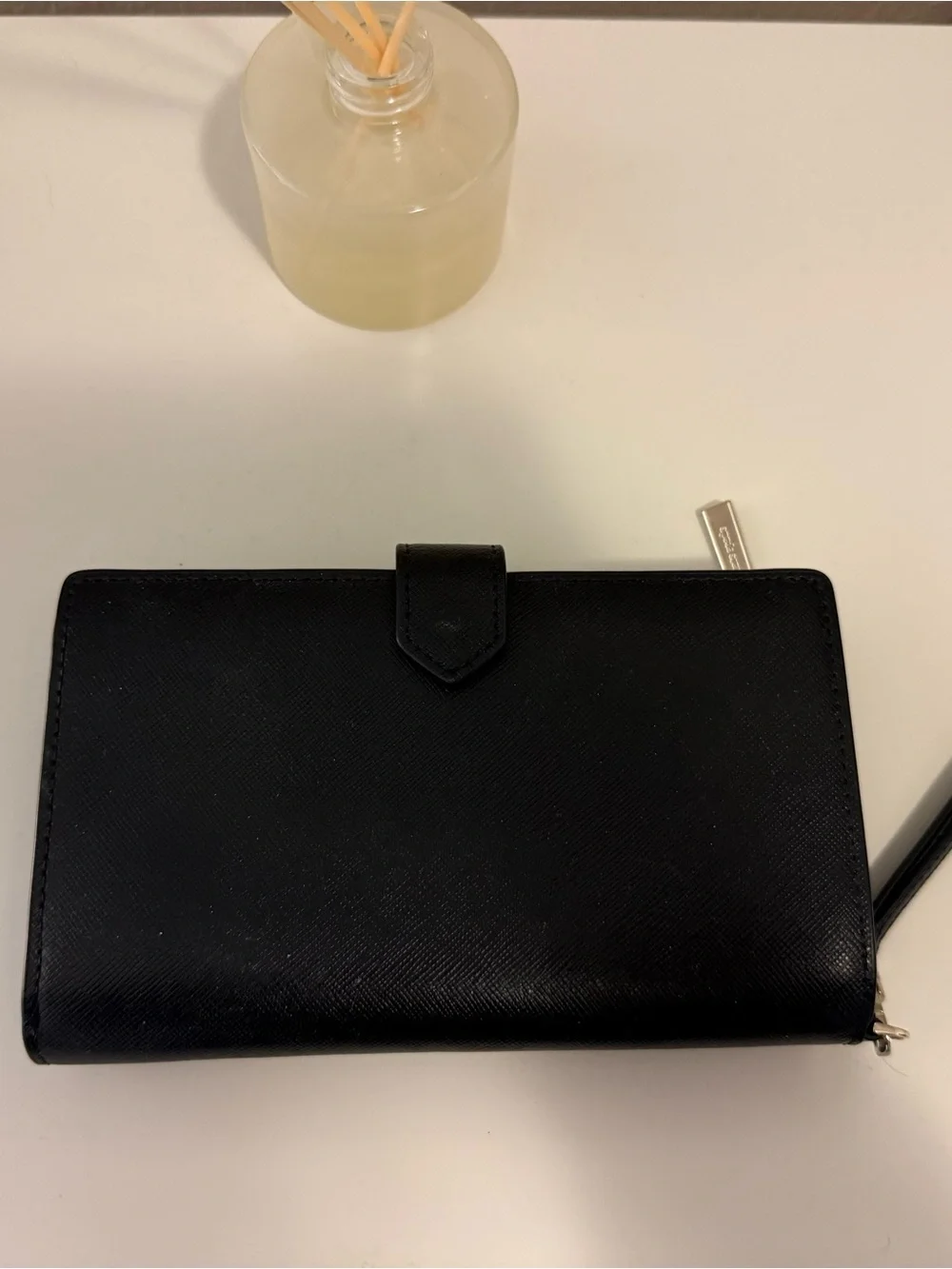 kate spade Black Leather Zip Wristlet Wallet